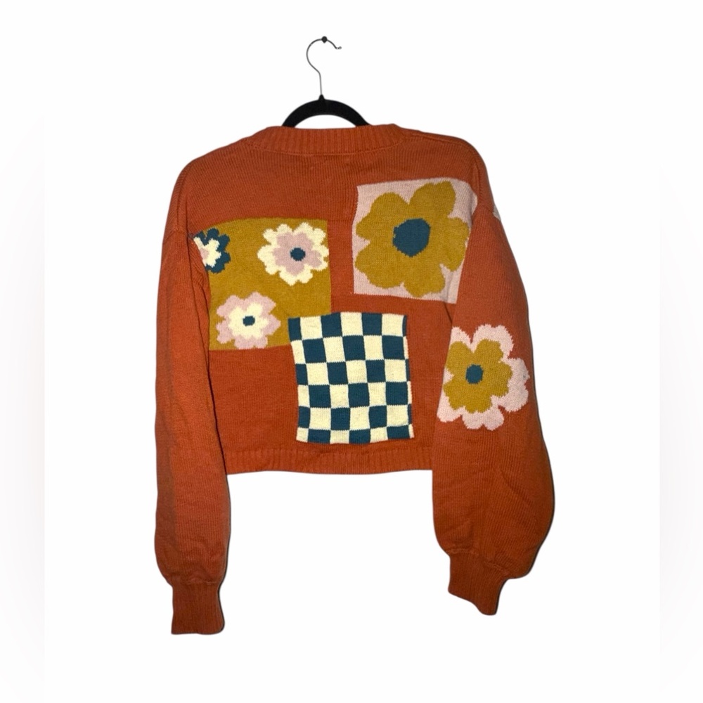 LA Hearts Patchwork Knit Cardigan Sweater Boho Retro Floral Knit Small Festival - Picture 3 of 6
